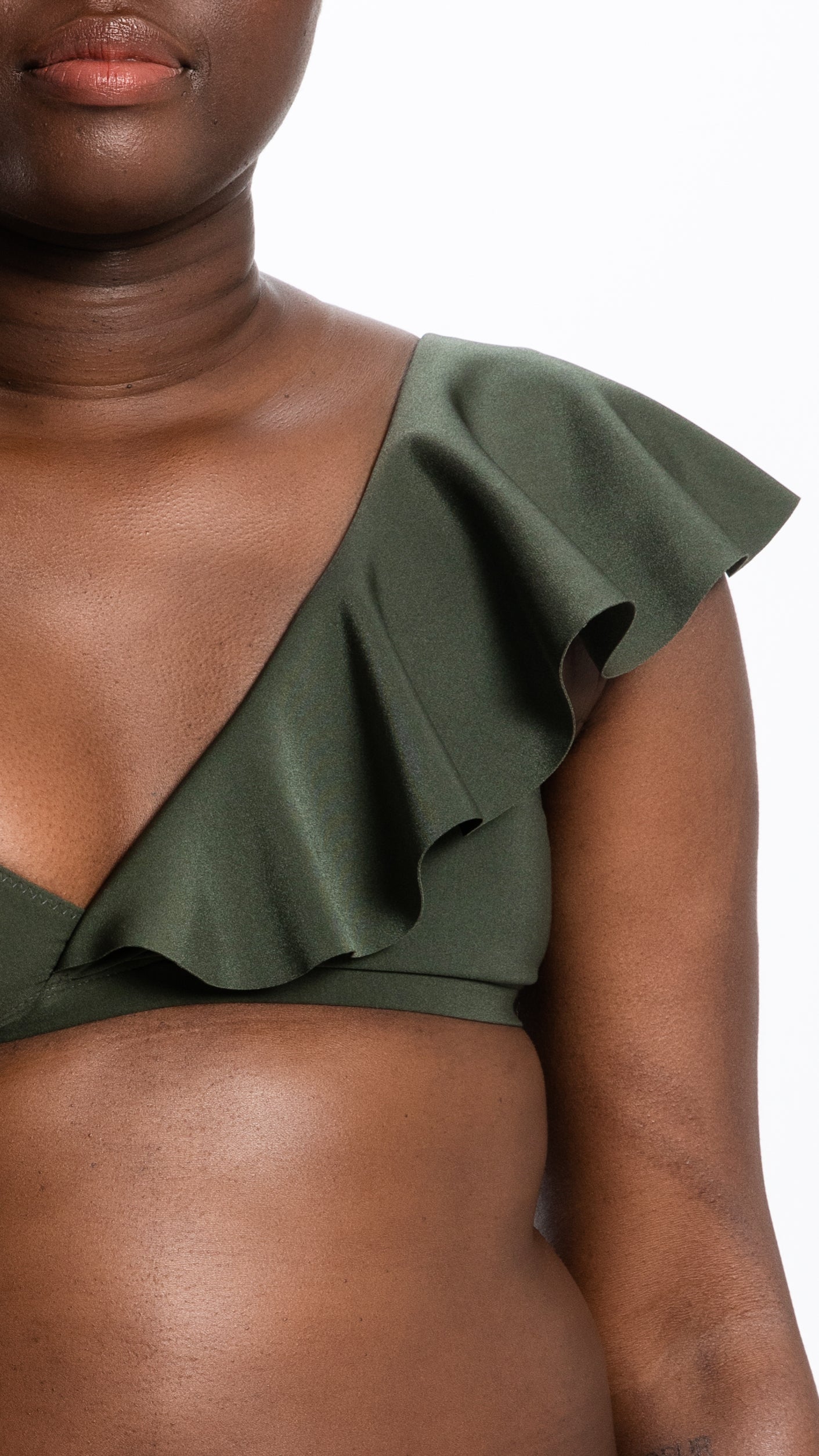Full-length portrait of model in mastectomy bikini top - Bikini Top For ONE by ENO