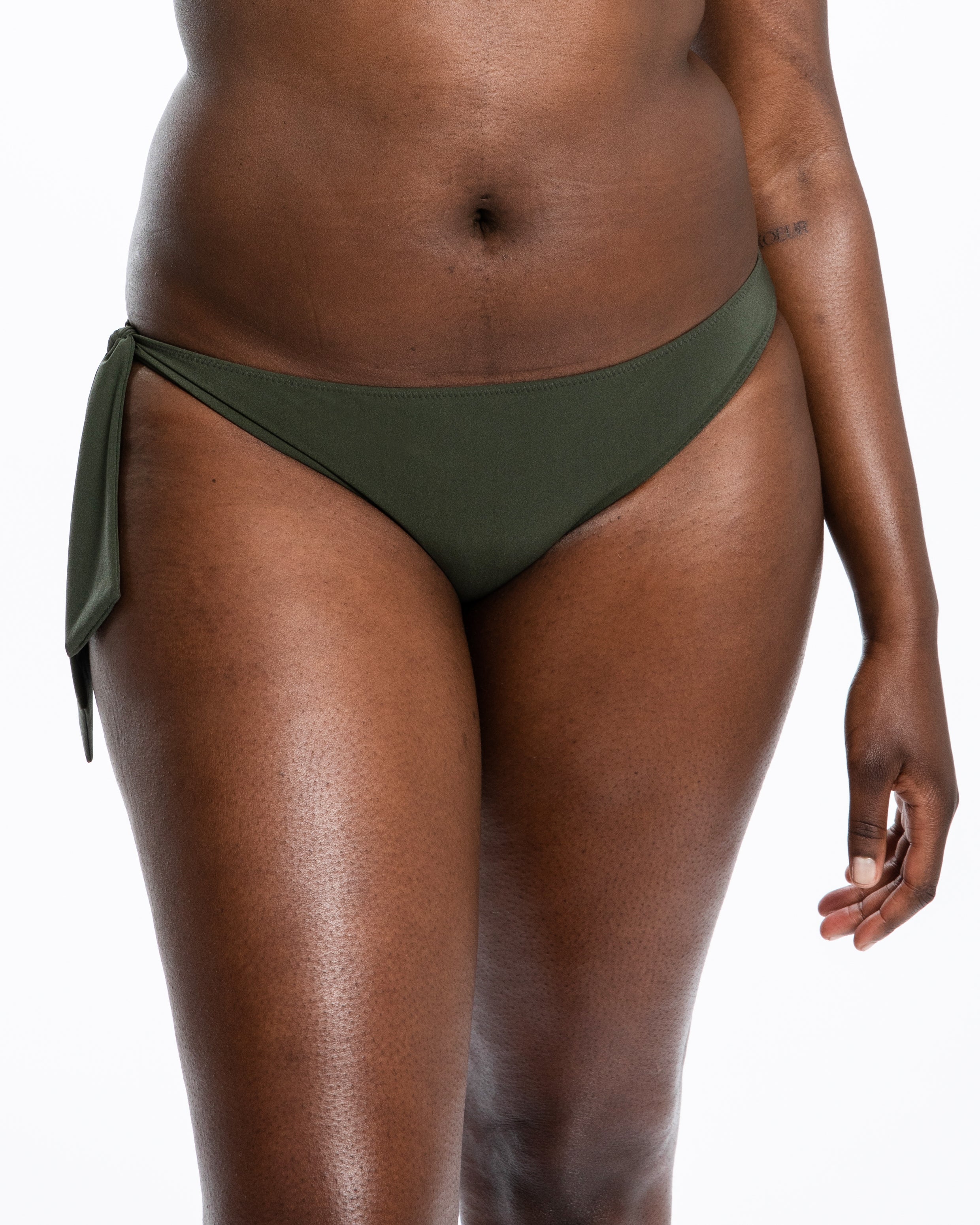 Model in matching mastectomy bikini set, front view - Bikini Bottom by ENO