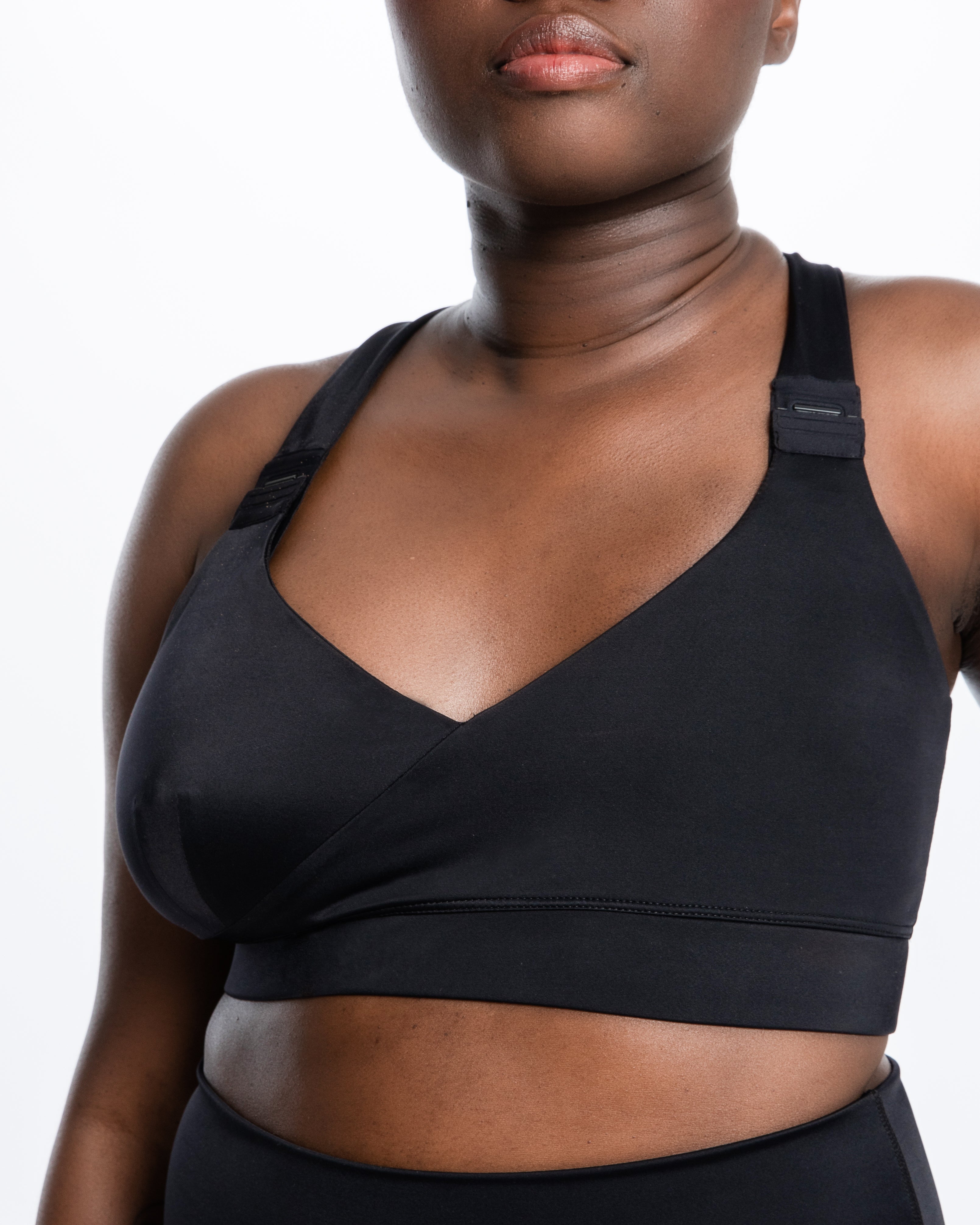 Model wearing post-mastectomy sports bra, front view - Sports Bra for ONE by ENO