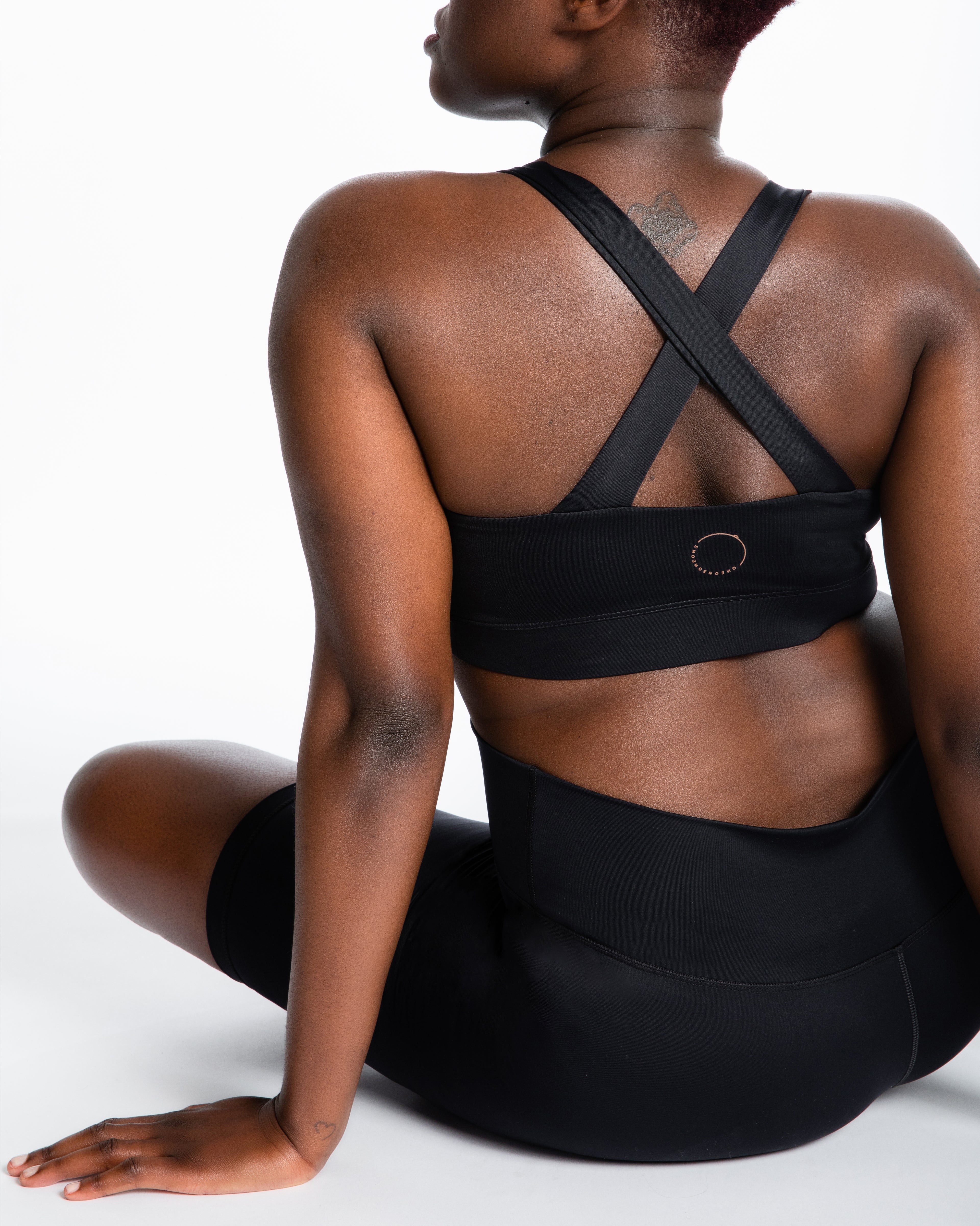 Close-up of crossover back straps on adaptive sports bra - Sports Bra for ONE by ENO